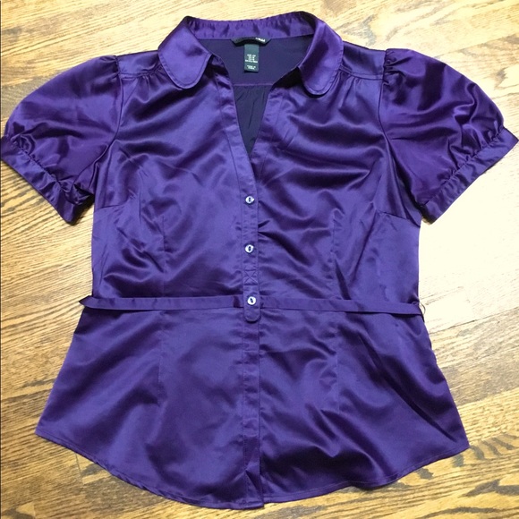 HM Purple Puff Sleeve Blouse - Picture 1 of 5